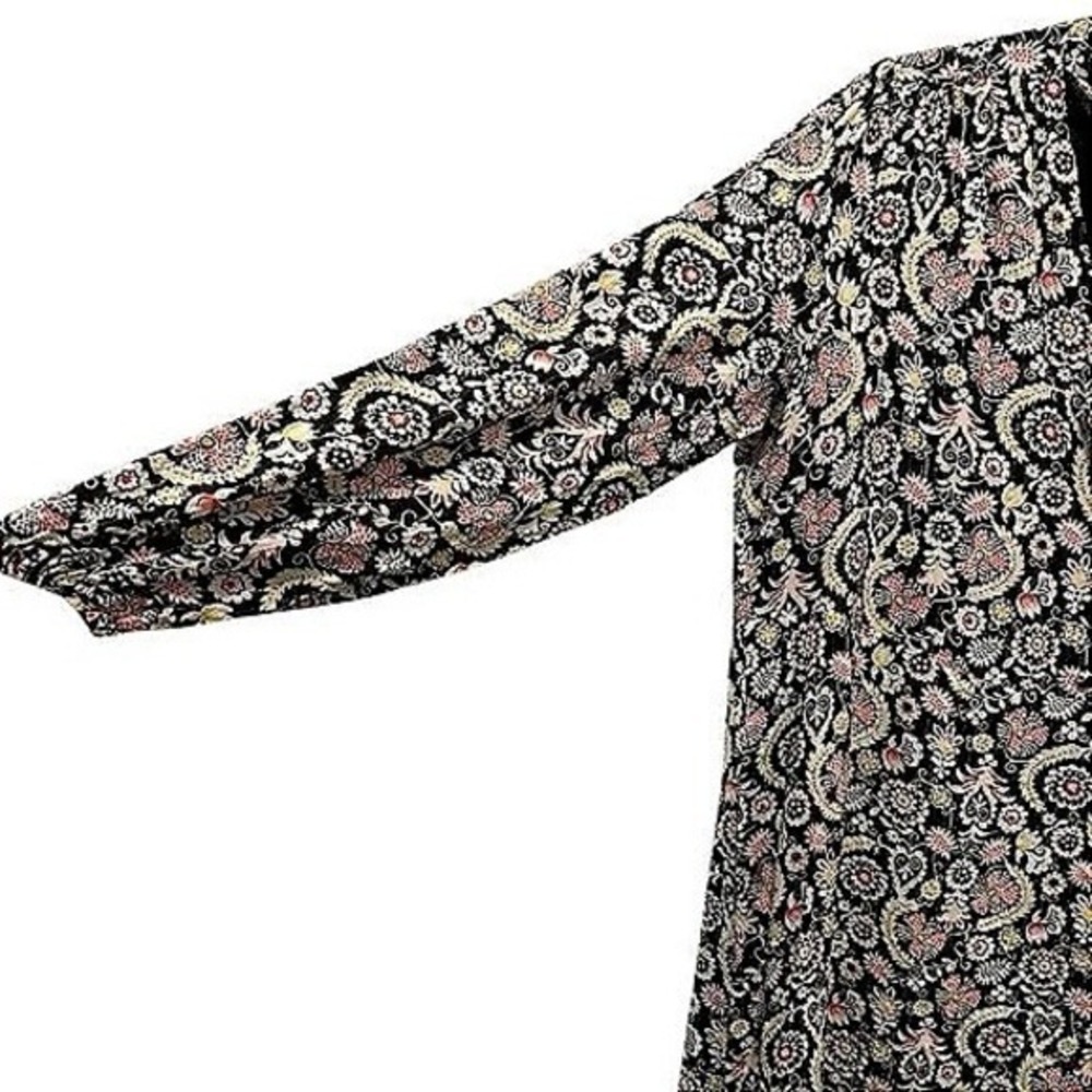 Boden Black Gold Paisley Metallic Lurex Tie Neck Mini Dress Pockets US 12 D0440 - Picture 7 of 12